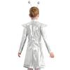 Cute Alien Cosplay Costume for Girls 2Pcs Set, Halloween Outer Space Dress with Hair Hoop, Performance Party Outfit