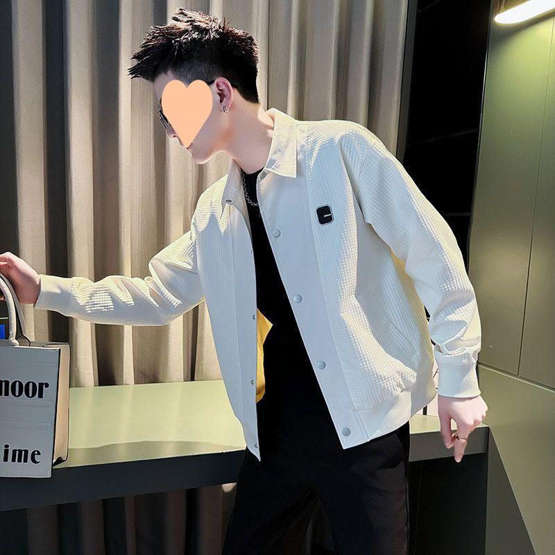 Весенне-осенняя мужская повседневная куртка с белыми лацканами, новая мужская одежда