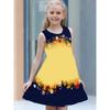 Girls Round Neck Sleeveless Vest Dress Dress Dresses Lovely Splicing Collision Colour Princess Dress 3D Digital Printing