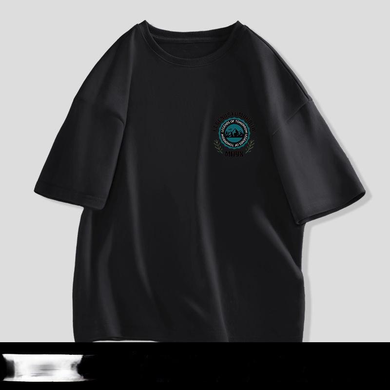 Футболка с короткими рукавами, мужская хлопковая летняя новая тяжелая свободная футболка с половиной рукавов, модная верхняя одежда