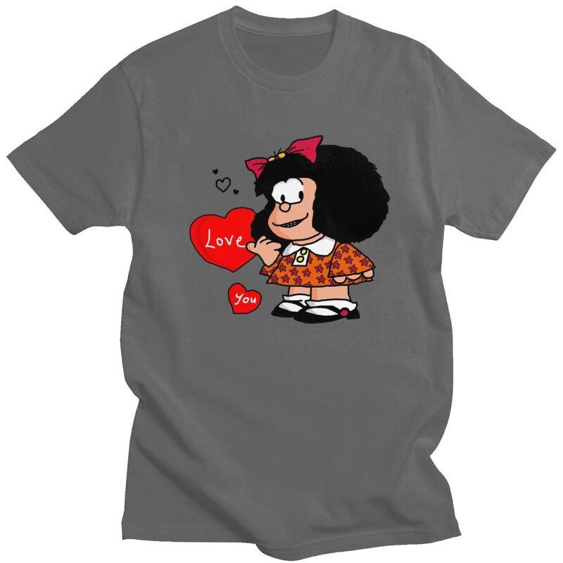 Custom Quino Comic Cartoon Mafalda T Shirt for Men Tshirt Tee Short Sleeves Tshirt Slim Fit