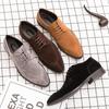 Men’s Dress Formal Business Derby Shoes Men Contrast Stitching Tuxedo Wedding Blazers Saddle Suede Shoes
