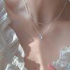 Love Moonstone Necklace Sweet Gradual Change Gem Peach Heart Shaped Clavicle Chain Double Chain Heart Snake Bone Chain