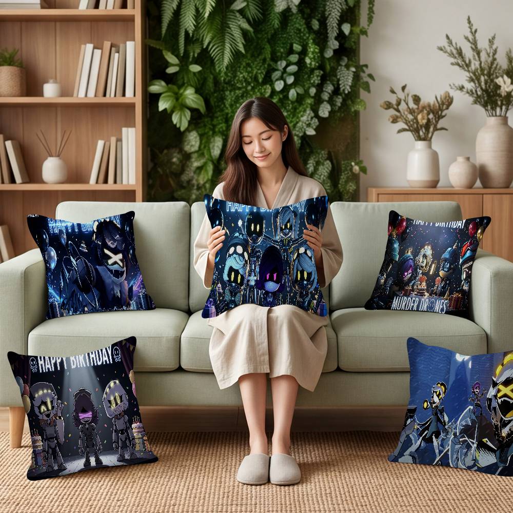 Horror Anime Murder Drones Pillow Cushion Cover Pillowcase Living Room Sofa Home decorative pillowcase