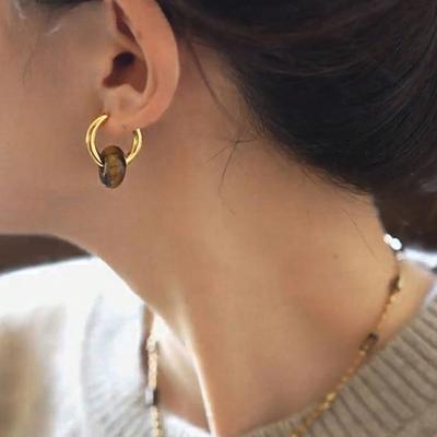 Изменить лучше натуральный камень в форме пончика серьги-кольца из нержавеющей стали женские модные висячие серьги с розовым кварцем и малахитом