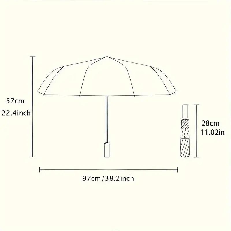Automatic Open/Close Umbrella with Rainbow Paw Print Design - 8-Rib Windproof Folding Umbrella, Portable Compact Rain Umbrella