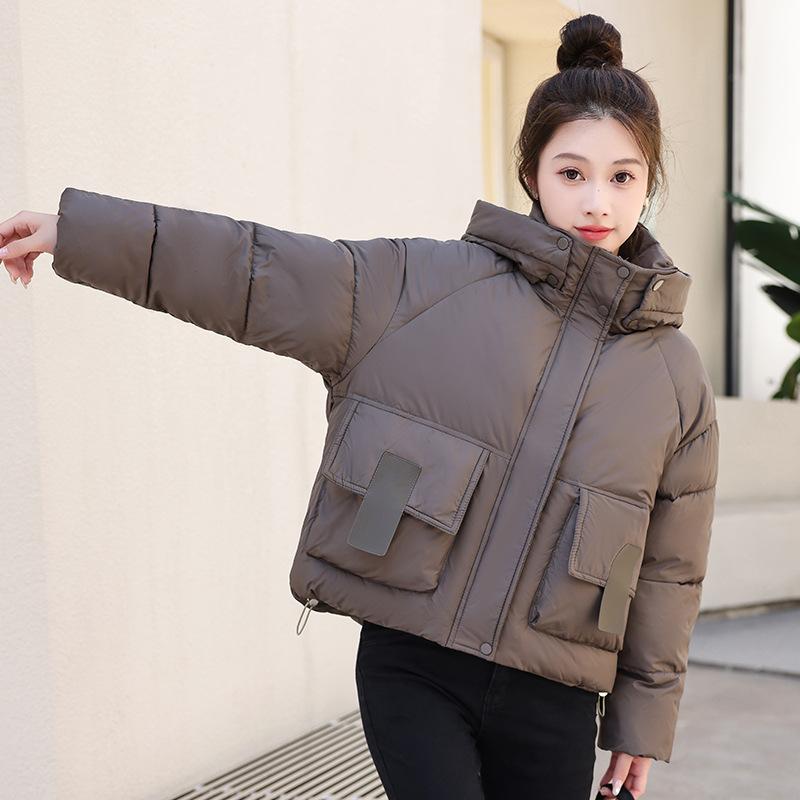 2025 New Down Cotton Jacket Women's Fashion Hooded Short Cotton Jacket Loose Winter Korean Cotton Jacket Thickened Bread Jacket