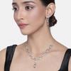 Simply Leafy Diamante Silver Plated Necklace Set