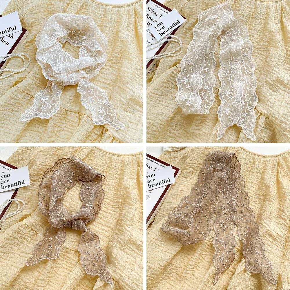 Elegant Lace Scarf Floral Neckerchief Summer Headband  for Women