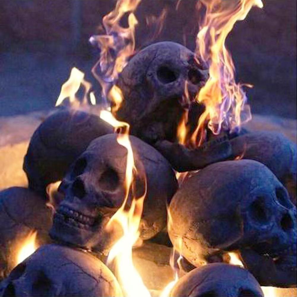 Skull Halloween Bbq Fire Ornament Design Decoration Atmosphere Haunted House Creative Skull Thriller Horror