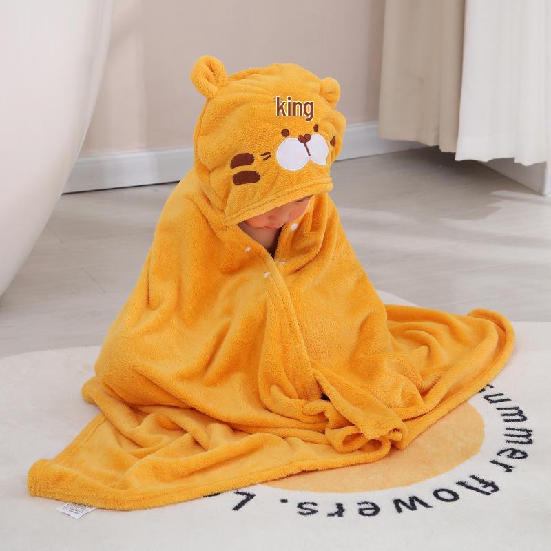 Children's Coral Fleece Hooded Bathrobe - Summer Baby Towel and Cloak for Swimming