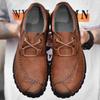 Повседневная обувь Ретро-обувь из коровьей кожи Мужские мокасины Повседневная обувь из кожи ручной работы Мокасины Мужские туфли на плоской подошве