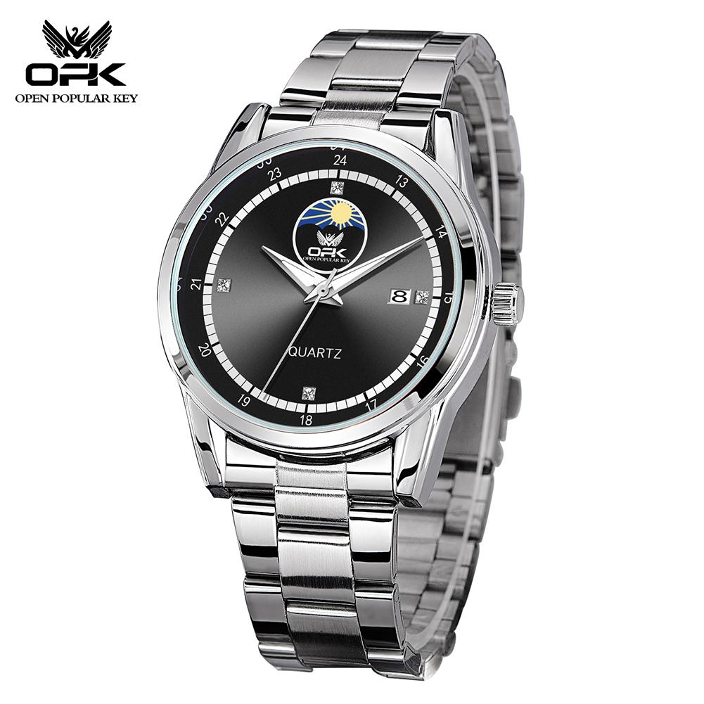 OPK 8146 Original Brand Man Quartz Watch Steel Strap Luminous Calendar Waterproof Business Classic Men's Wristwatch