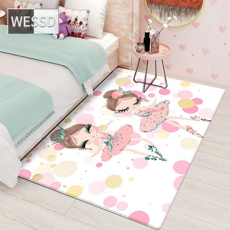 Кавайный мультяшный ковер для балетной девочки для детской комнаты и мягкий коврик для спальни в скандинавском стиле для маленькой девочки