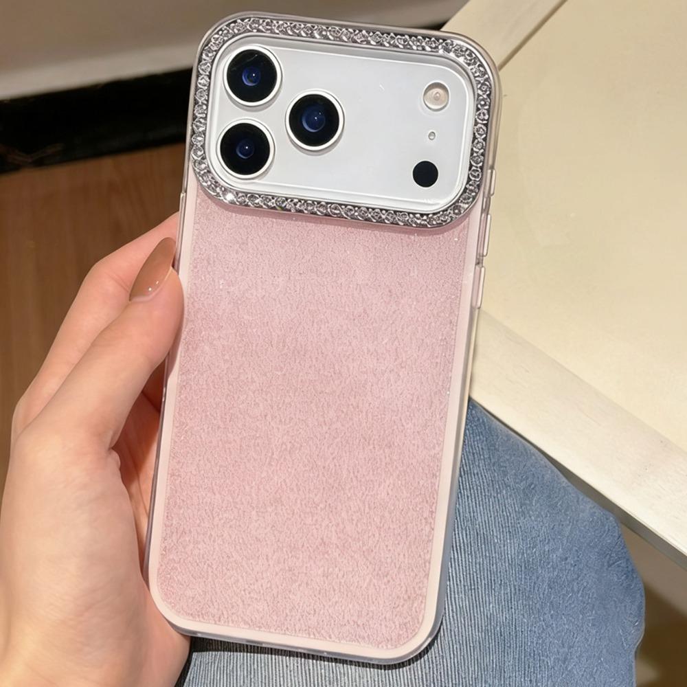 Чехол для телефона с блестками, бриллиантами, камерой, однотонный, для iPhone 17 16 15 14 Plus 13 12 11 Pro Max, блестящий, глянцевый, противоударный