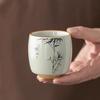 Plant Ash, Ink Bamboo, Hospitality Master Cup, Single Cup Ceramic Household National Style Tea Cup, Kung Fu Tea Set, Gift Box