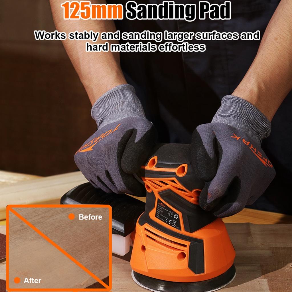 350 Вт Круглая эксцентриковая шлифмашина Электрическая шлифмашина для дерева Полировальная машина с 20 шт. 125 мм наждачной бумаги Пылесборник