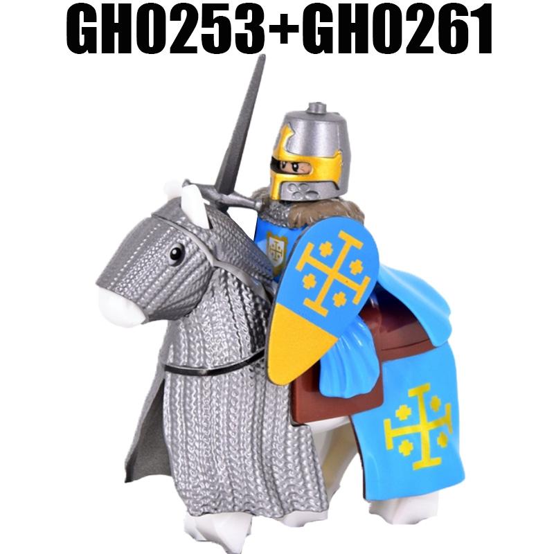 Medieval Military Soldier Figures Building Blocks Castle Red Lion Wolf Black Eagle Knights Princess War Horse Bricks Toys Gifts