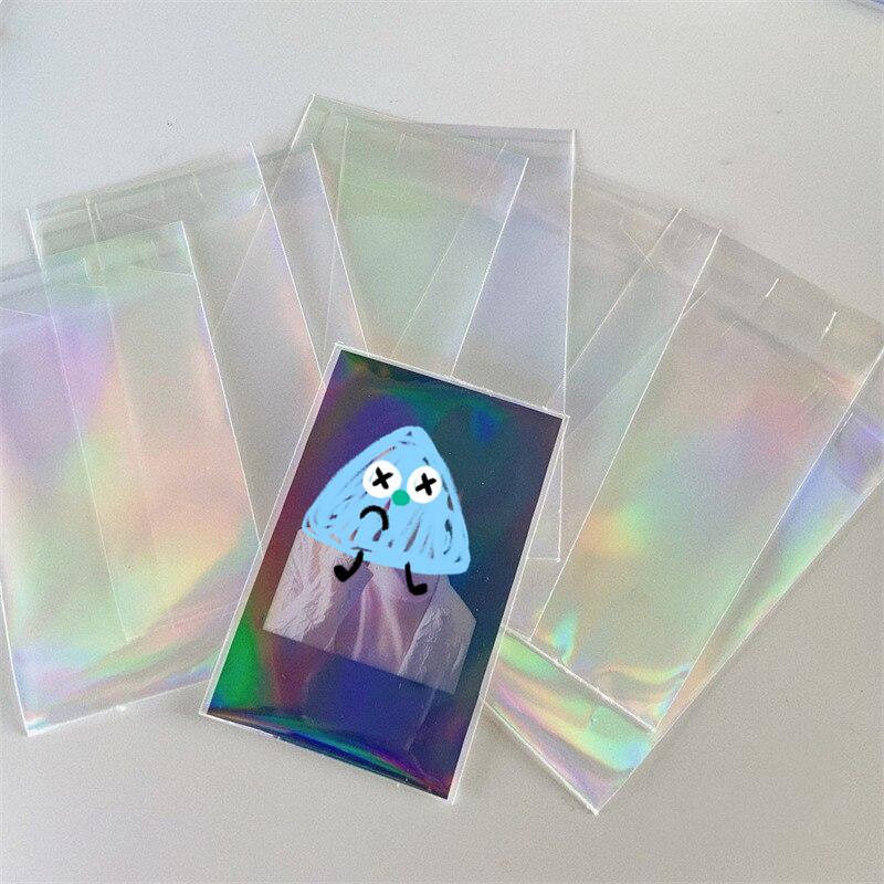 50 шт./лот, прозрачные рукава для карт, 5,7x8,6 см, маленькие звезды, лазерная мигающая карточка, защитный чехол для карт, защитная пленка