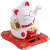 Solar Powered Cute Waving Cat, Maneki Neko Waving Arm for Fortune Money and Good Luck, Fengshui Lucky Cat Swinging Arm for Home Display/Car Decor