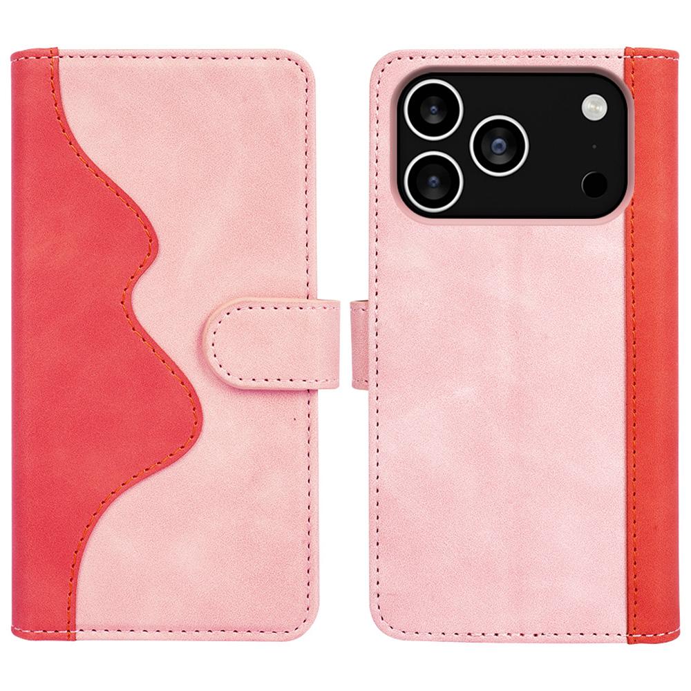 For iPhone 17 Pro Max Wallet Case Leather Phone Cover Splicing Color