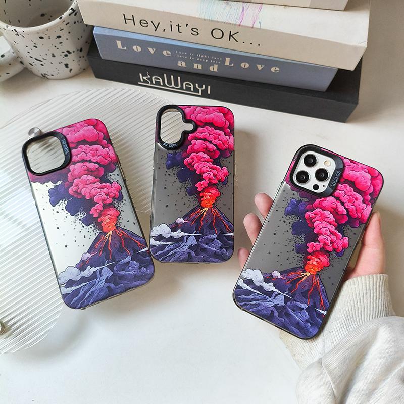 New Volcanic Relief Design Mobile Phone Case for iphone 16 Plus 17 Air Pro Max Electroplated Shell Shockproof Coque Back Cover