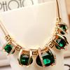 Fashion Women Crystal Pendant Golden Chain Choker Beauty Statement Bib Necklace ARI
