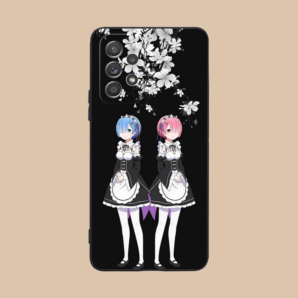 Чехол ReZero Rem Ram Матовый ТПУ для мобильного телефона Samsung Galaxy M55 54 42 35 34 33 32 23 22 15 14 13 12 F55 5G Цветная обложка