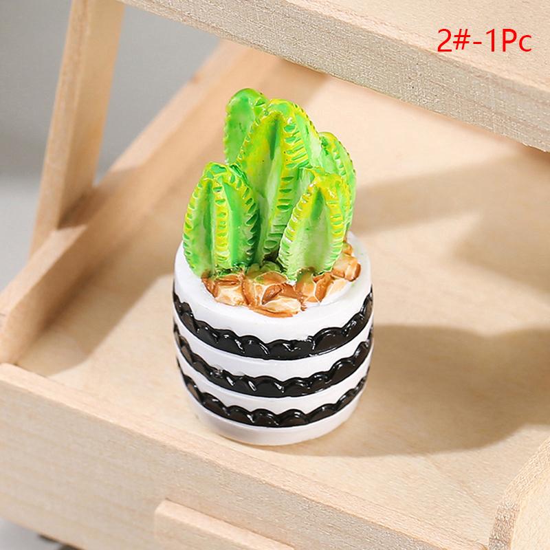 1Set 1:12 Dollhouse Miniature Succulent Plant Potted Cactu Landscape Home Decor