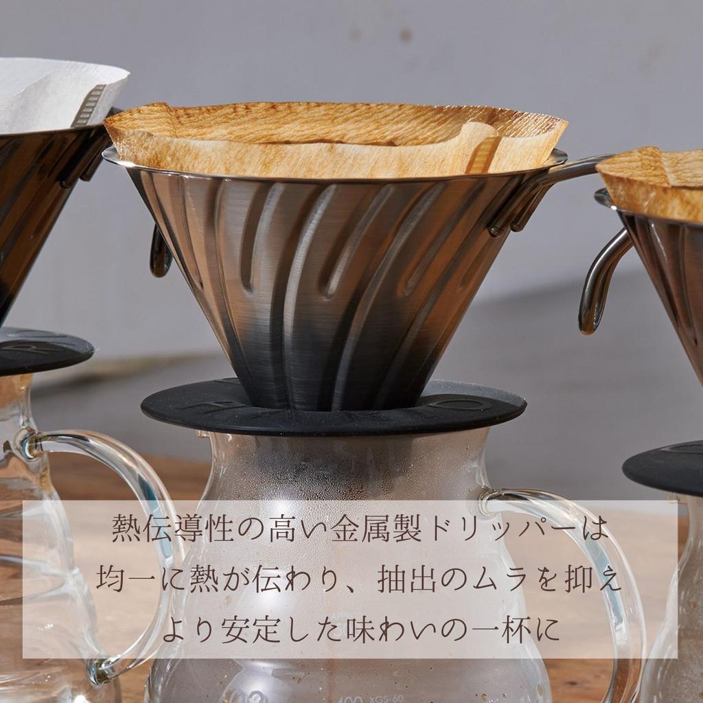Hario V60 Металлический Дриппер Можно мыть в посудомоечной машине Серебристый 1 4 Чашки Vdmr 02 Hsv