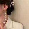 Серьги с искусственным хрусталем, жемчугом и бахромой, корейские длинные, персонализированные серьги, серьги для темперамента, модные, универсальные