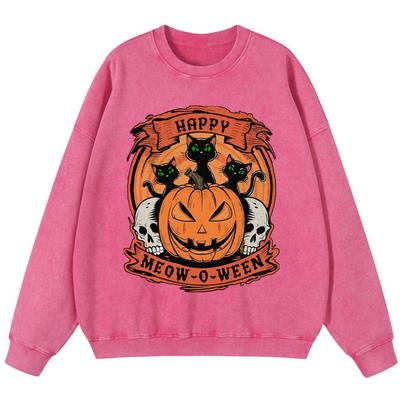 Счастливый Мяуин Девушка Винтажная Толстовка из Хлопка с Эффектом Потертости Корейский Пуловер Высокого Качества Уличный Тонкий Худи