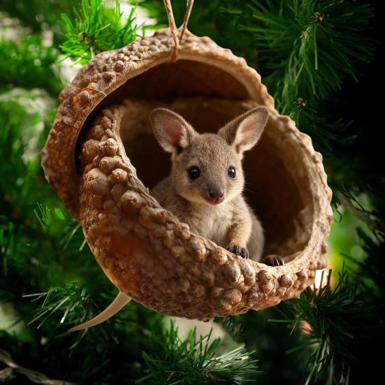 Лесные животные Желудь Подвесные украшения Акриловый декор для рождественской елки с дизайном Белки Кролика Пони 2D Плоские подвески для праздничных подарков