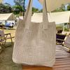 Большая пляжная сумка-тоут, вязаная сумка на плечо, пляжная сумка-тоут, вязаная крючком, большая вместимость, эластичная однотонная сумка, отличная несущая способность, сексуальная одежда для взрослых