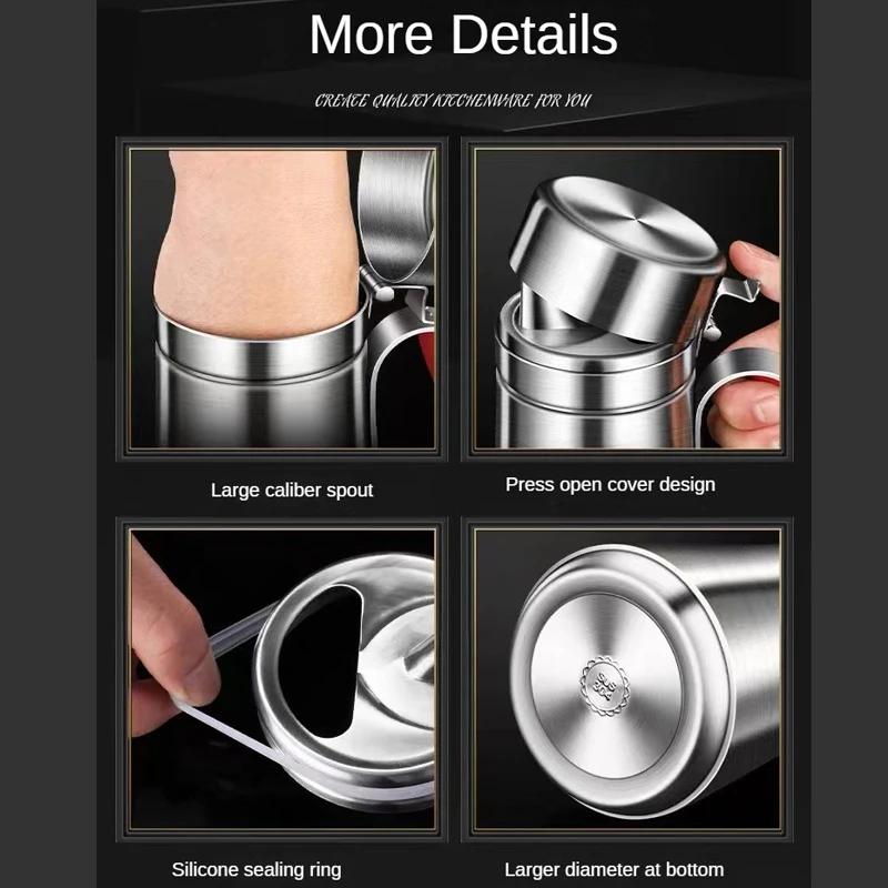 800 мл 304 Нержавеющая сталь Масленка Кухонная емкость для масла Контейнер Пыленепроницаемая бутылка для приправ Диспенсер для масла Кухонный инструмент