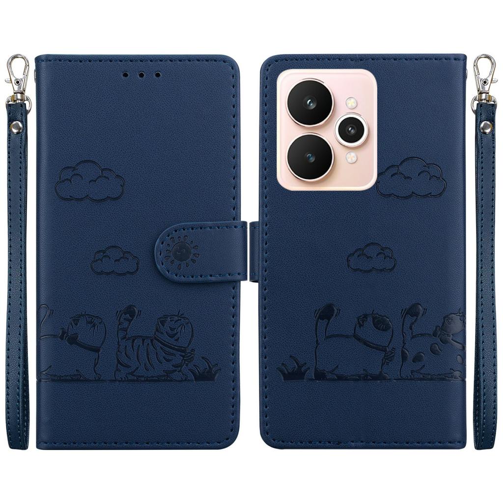 For Realme 15 Pro 5G/15 5G Case RFID Blocking Kitten Pattern TPU+PU Leather Phone Cover with Wrist Strap