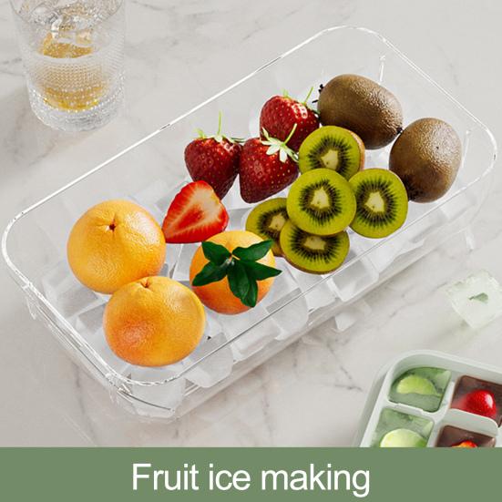 Ice Cube Tray with Lid And Bin Press-Button Release Ice Mold for Freezer BPA-Free Ice Cube Maker for Drinks