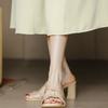 Босоножки с открытым носком женские толстый каблук 2025 лето новый римские ленивые туфли носить педаль квадратный носок крутые тапочки женские