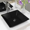 VidaXL Ceramic Square Black Washbasin 41.5x41.5x12 Cm Bowl Sink Bathroom 142739