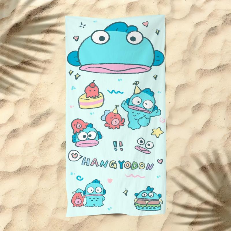 Cute Cartoon Kitten Printed Microfiber Beach Towel Quick Dry Soft Bath Towel For Kids Seaside Swimming