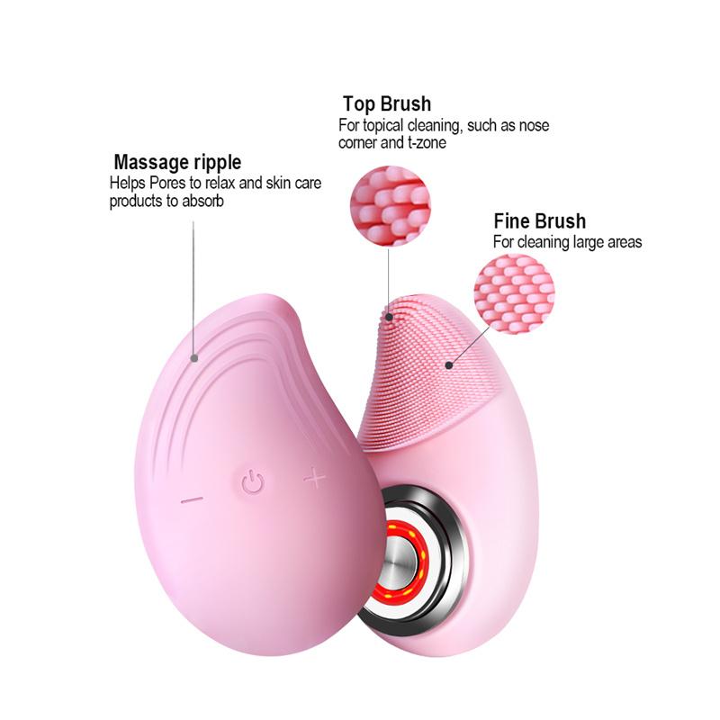KinseiBeauty Ультразвуковая силиконовая электрическая щетка для чистки лица RF Beauty Device Звуковое очищающее средство для лица Массажер для мытья щетка Перезаряжаемая IPX7