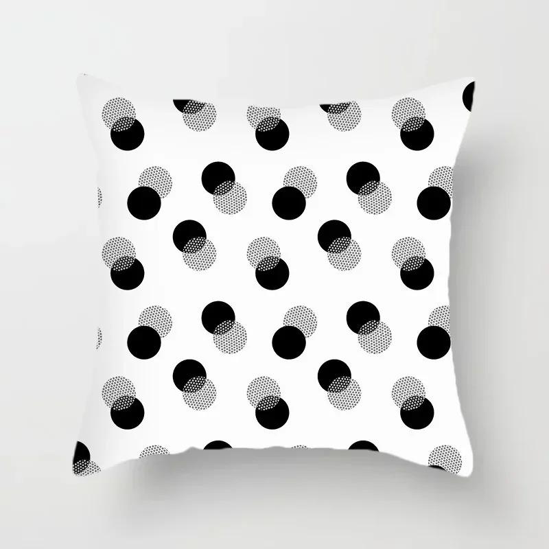 Черно-белая классическая наволочка в горошек, полоску, с геометрическим узором, подушка для украшения дивана в простом современном стиле