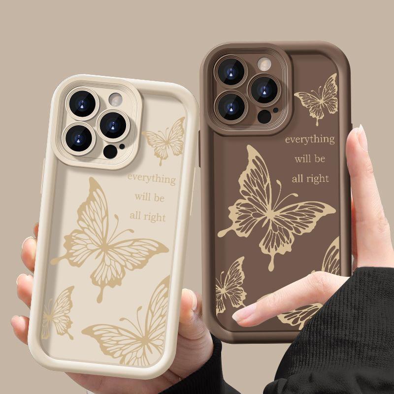 INS Retro Butterfly TPU Phone Case For iPhone 16 Pro 15 14 Plus 13 12 11 Pro Max Plus XS X XR 8 7 Shockproof Soft Bumper Back Cases Cover
