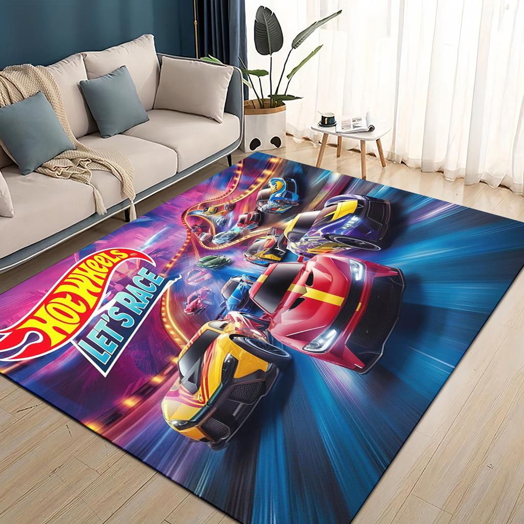 3D Коврик для пола 'Hot W-Wheels Monster Racing Car', Ковер для гостиной, детской спальни, под диван, Прикроватный коврик, Нескользящий коврик