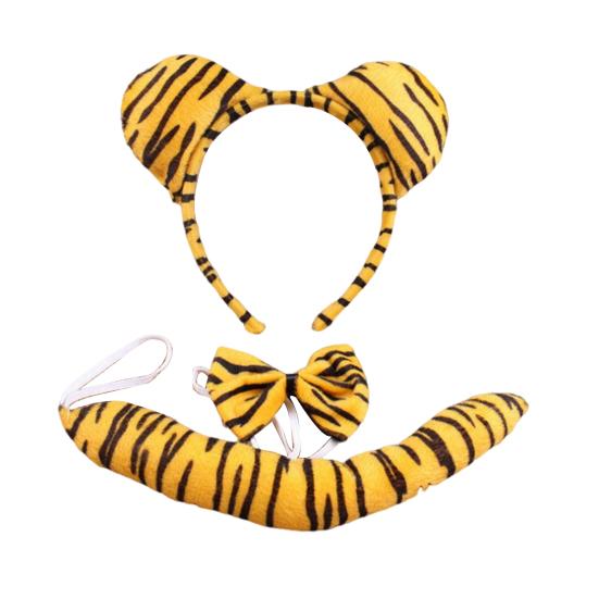 Костюм животного с ушками, повязкой на голову, хвостом, галстуком-бабочкой, набор для малышей и детей, регулируемый плюшевый костюм животного для Хэллоуина, косплей-представление