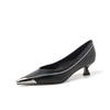 Fashion 2024 New Spring Summer Split Leather Women Shoes Metal Pointed Toe High Heel Women Pumps Shallow Loafers for Women Ladies Shoes