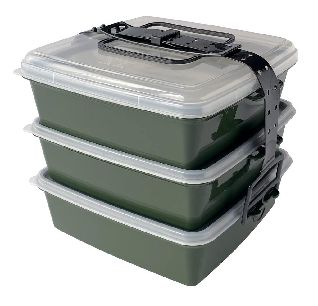Palmart T-world G.STYLE Outdoor Compact Lunch Box, Large, 3 Tiers, Khaki, 073835, 24.9 X 22.7 X 22cm (9.9 X 8.7 X 8.8 Inches)
