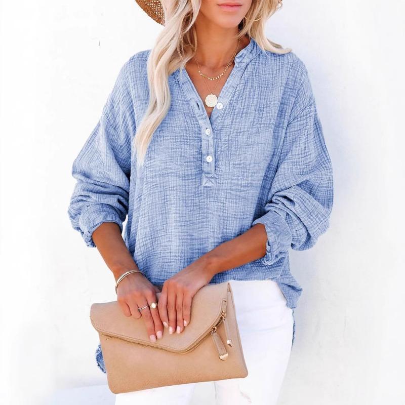 Женская однотонная рубашка с длинными рукавами и застежкой на одну пуговицу