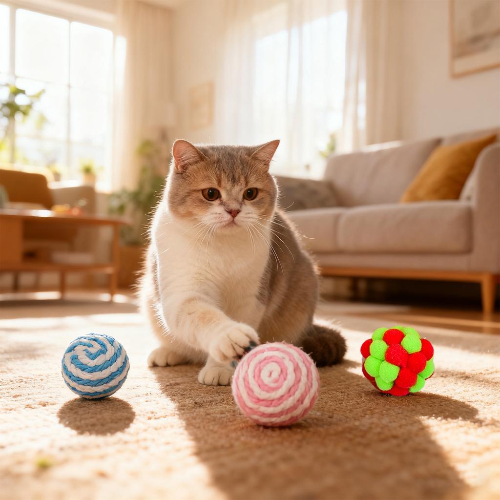 Плюшевый мячик с колокольчиком ручной работы, игрушка для кошек, эластичный мячик, набор в подарочной коробке, мячик для самостоятельной игры кошек, устойчивый к царапинам и износу