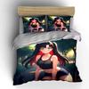 Cartoon Beauty Pattern Bed Linen Set Pillowcase and Duvet Cover (1 Duvet Cover, 2 Pillowcases, Filling Not Included)